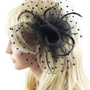 Black Polka Dot Fascinator Hat with Hair Clip
